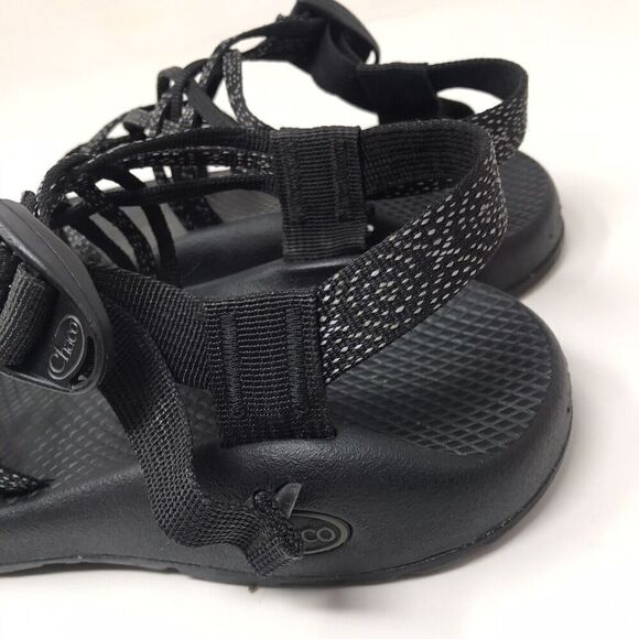 CHACO Cloud Black White Black Strappy ZX/2 Toe Loop Women's Sandals Size 7 - Picture 7 of 12